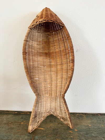 Vintage Fish Shaped Wicker Basket