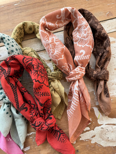 Natural Dye Silk Bandana - Madder