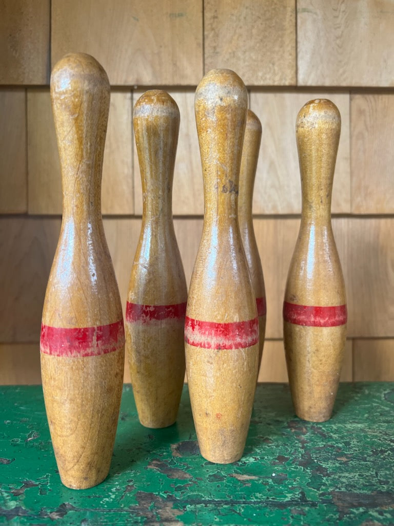 Set of 5 Wood Bowling Pins