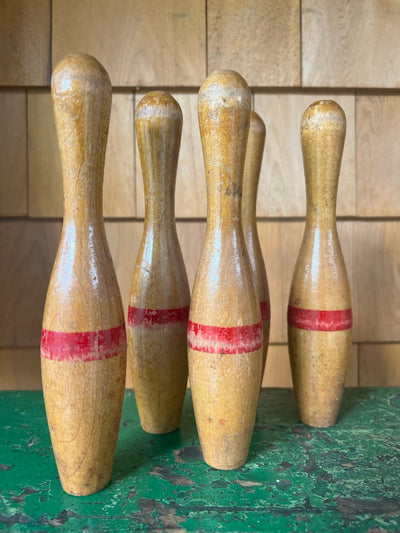 Set of 5 Wood Bowling Pins