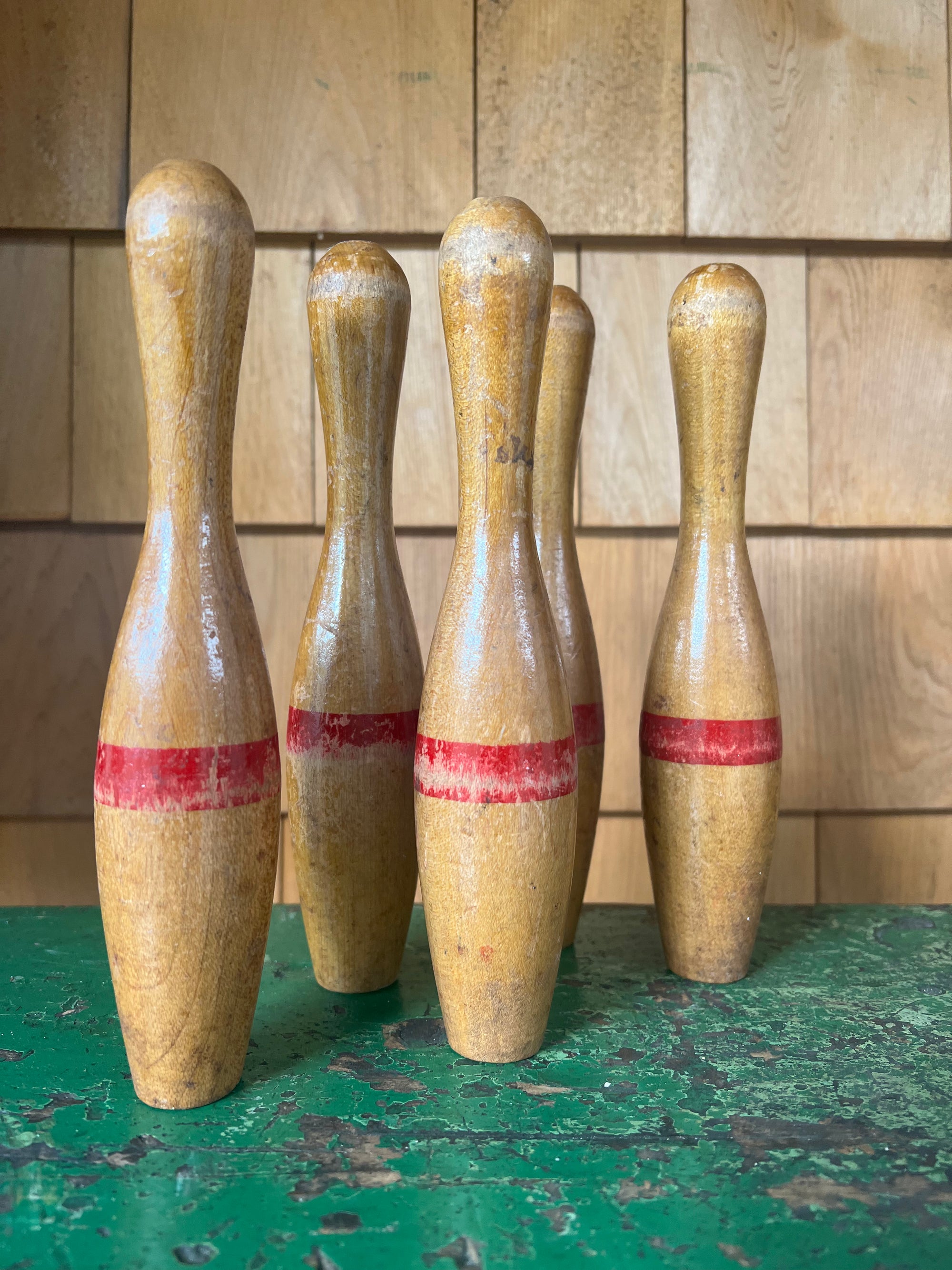 Set of 5 Wood Bowling Pins