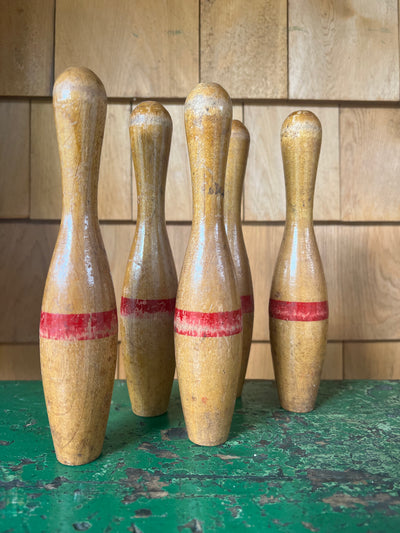Set of 5 Wood Bowling Pins