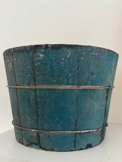 Antique Wood Bucket - Painted Blue