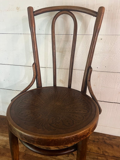 Vintage Thonet Style Bentwood Chair - Peacock Pattern