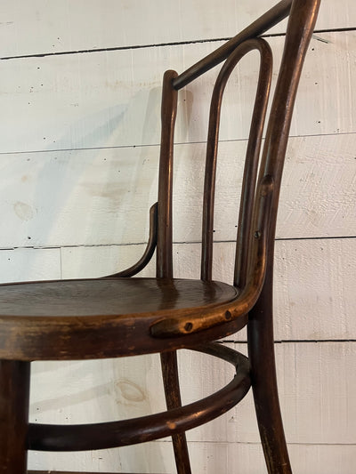 Vintage Thonet Style Bentwood Chair - Peacock Pattern