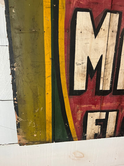 Salvaged Hand Painted Gold Metal Flour Sign