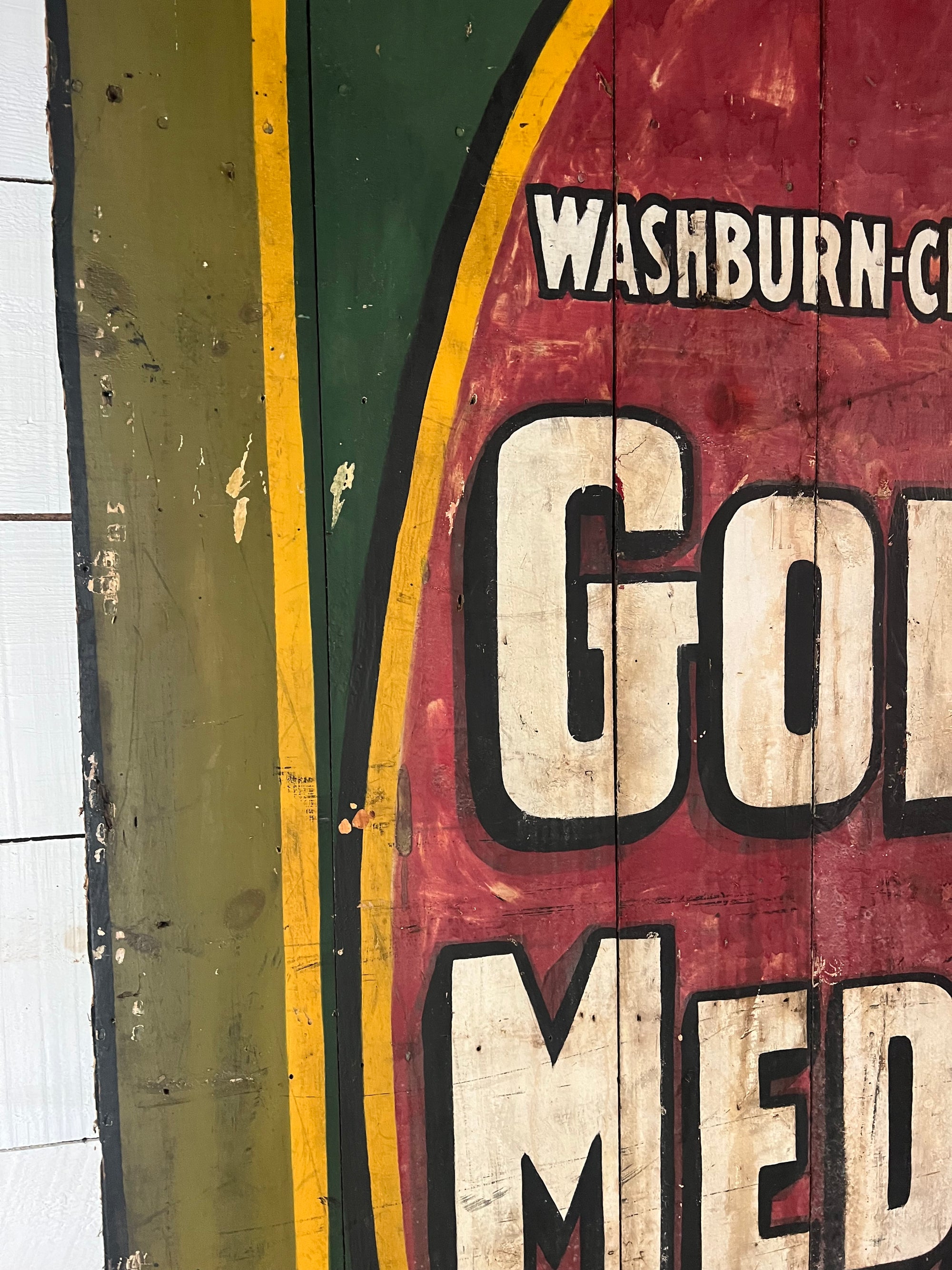 Salvaged Hand Painted Gold Metal Flour Sign