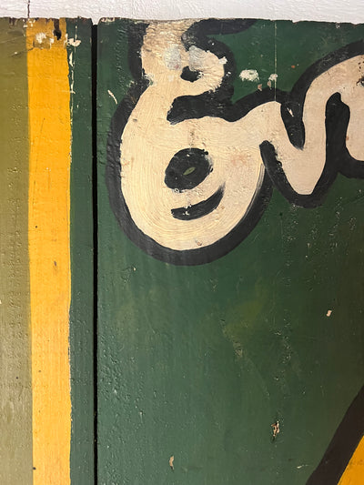 Salvaged Hand Painted Gold Metal Flour Sign