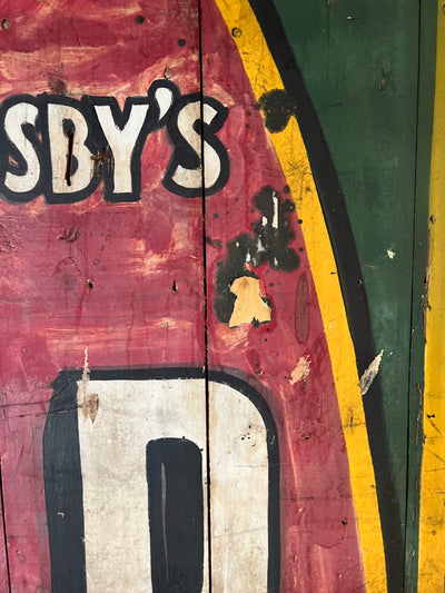 Salvaged Hand Painted Gold Metal Flour Sign