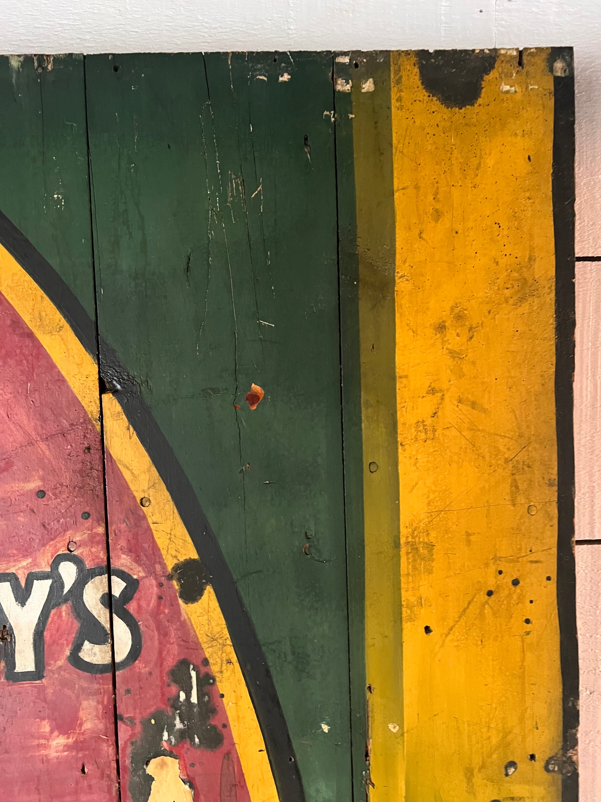 Salvaged Hand Painted Gold Metal Flour Sign