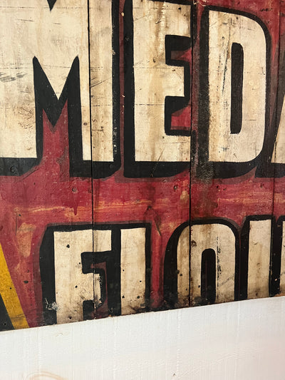 Salvaged Hand Painted Gold Metal Flour Sign