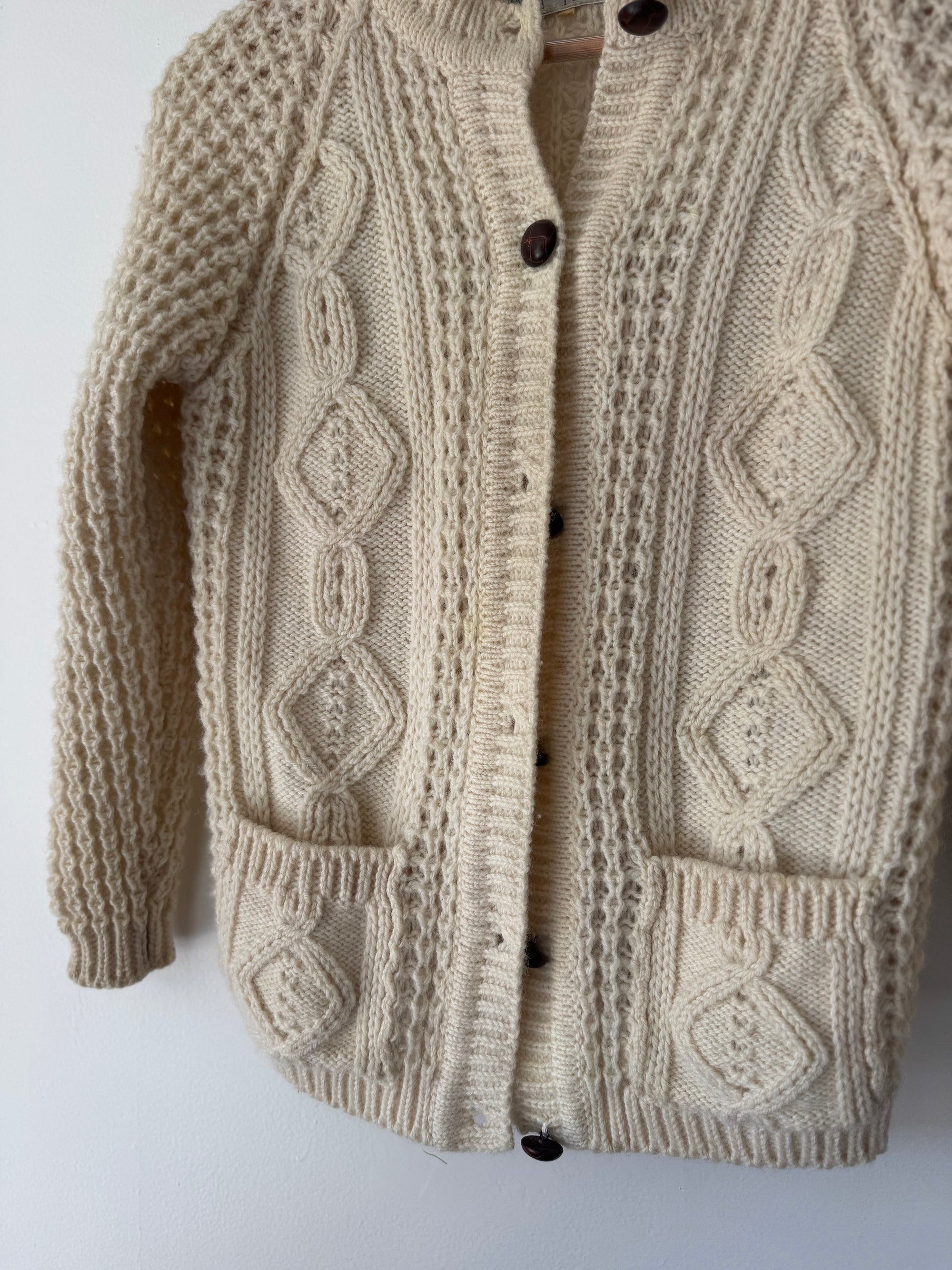 Vintage Wool Fishermen's Cardigan Sweater