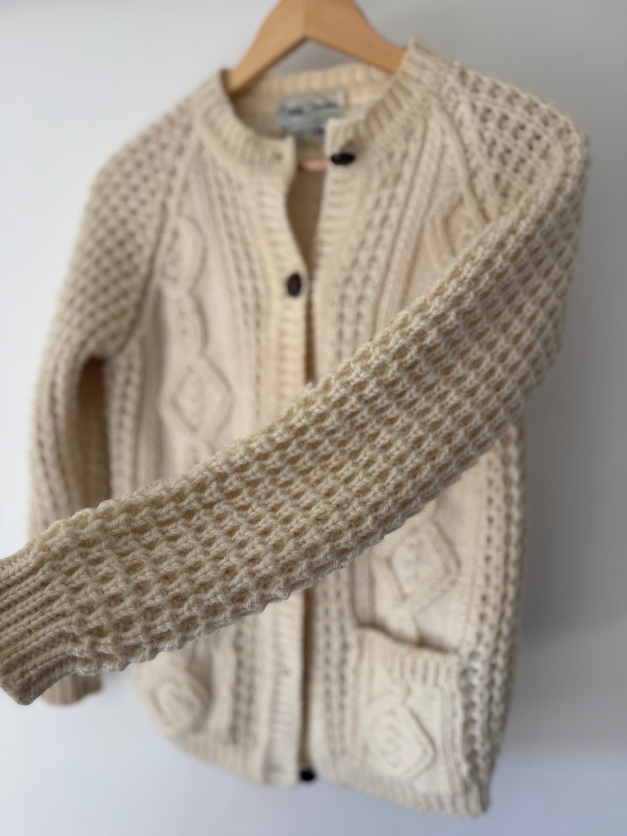 Vintage Wool Fishermen's Cardigan Sweater