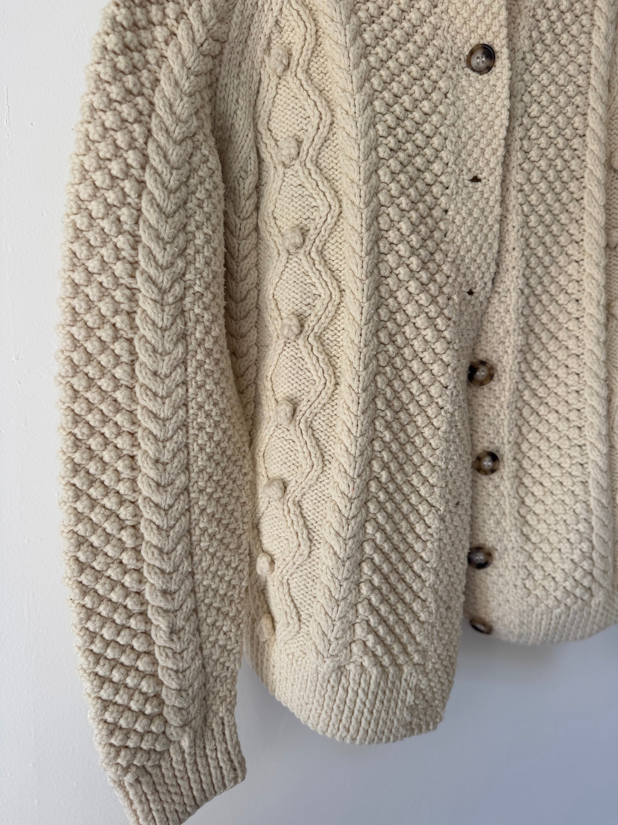Vintage Wool Fishermen's Cardigan Sweater