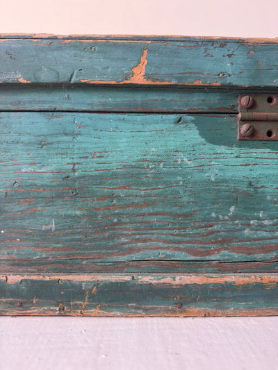 Antique Wood Chest - Turquise
