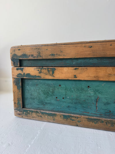 Antique Wood Chest - Turquise