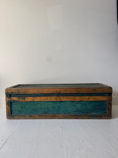 Antique Wood Chest - Turquise