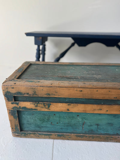 Antique Wood Chest - Turquise