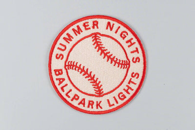 Summer Nights Ballpark Lights Embroidered Iron-On Patch Ball