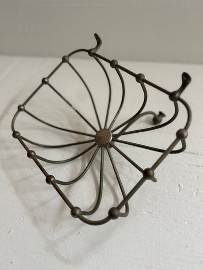 Antique 1920s Wall Mount Sponge Holder - Diamonds & Rust