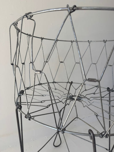 Antique Collapsible Laundry Hamper 19" - Diamonds & Rust