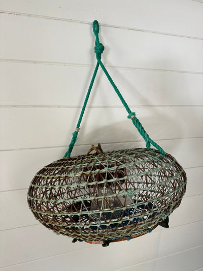 Antique French Wire Fish Trap Basket - Diamonds & Rust