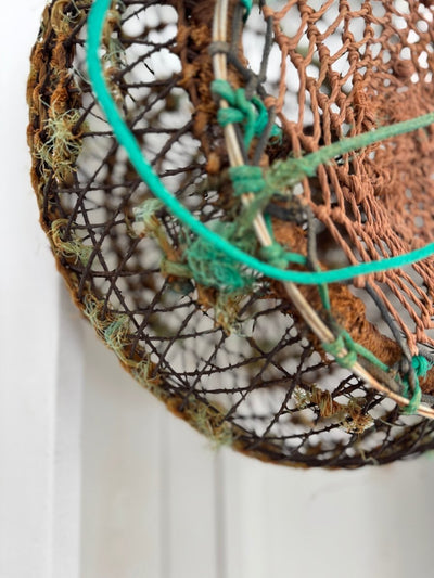 Antique French Wire Fish Trap Basket - Diamonds & Rust