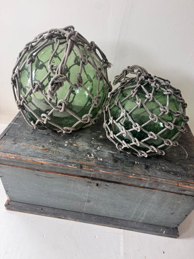 Antique Glass Rope Knots - Dark Green - Diamonds & Rust
