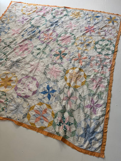 Antique Handmade Quilt - Diamonds & Rust