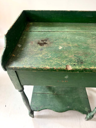 Antique Painted Side Table - Green - Diamonds & Rust