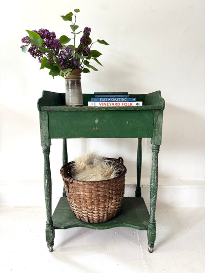 Antique Painted Side Table - Green - Diamonds & Rust