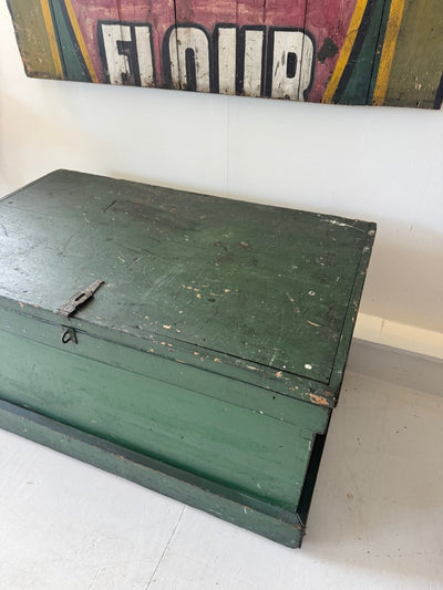 Antique Wood Blanket Chest - Green - Diamonds & Rust