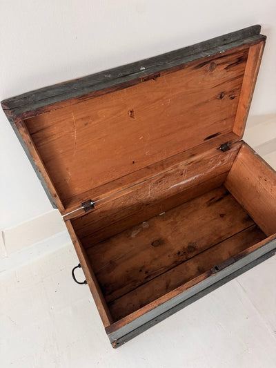 Antique Wood Blanket Chest - Sea Blue - Diamonds & Rust