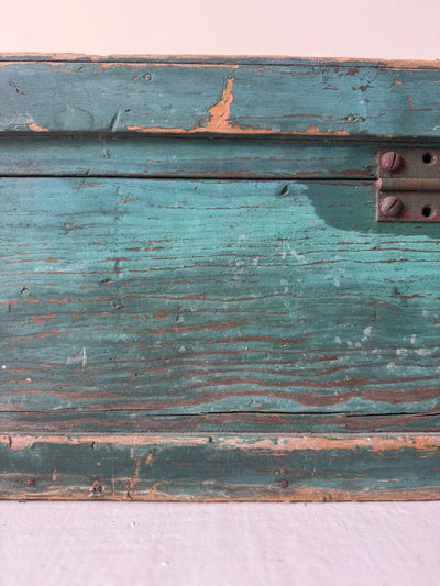 Antique Wood Chest - Turquise - Diamonds & Rust