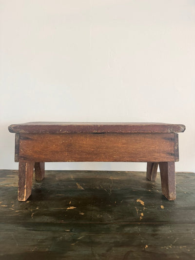 Antique Wood Stool - Diamonds & Rust