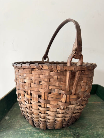 Antique Woven Basket - Diamonds & Rust