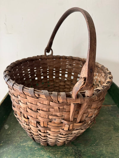 Antique Woven Basket - Diamonds & Rust