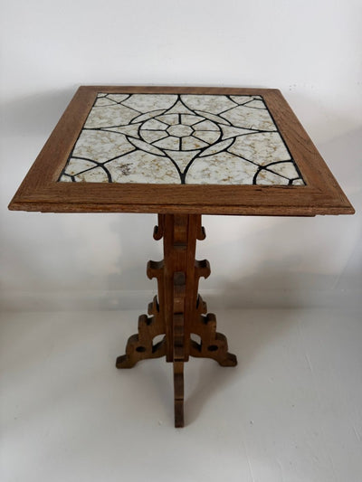 Arts + Crafts Ceramic Tile Top Side Table - Diamonds & Rust