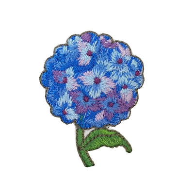 Blue Hydrangea Flowers Embroidered Iron on Patch - Diamonds & Rust