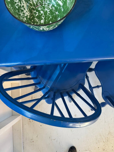 Blue Table + Chairs Set - Diamonds & Rust
