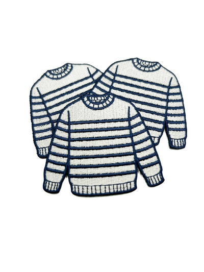 Breton Sweater Embroidered Patch Navy Cream Stripe Preppy - Diamonds & Rust