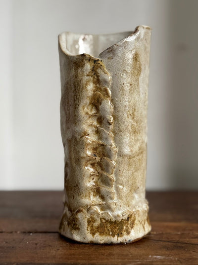 Hadmade Pinched Ceramic Vase - Diamonds & Rust