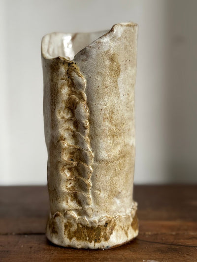 Hadmade Pinched Ceramic Vase - Diamonds & Rust