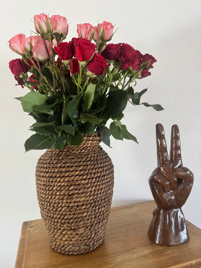 Handmade Rope Vase - Diamonds & Rust