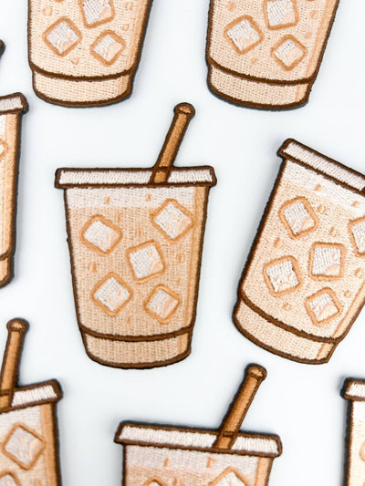 Iced Coffee Patch | Cold Brew Latte Embroidered Iron On - Diamonds & Rust