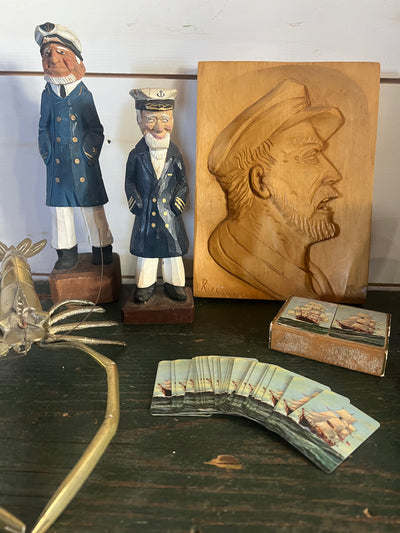 Vintage Wooden Fisherman - Blue Coat