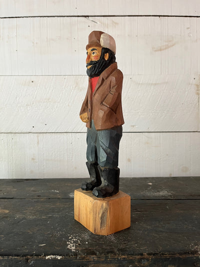 Vintage Wooden Fisherman - Brown Coat