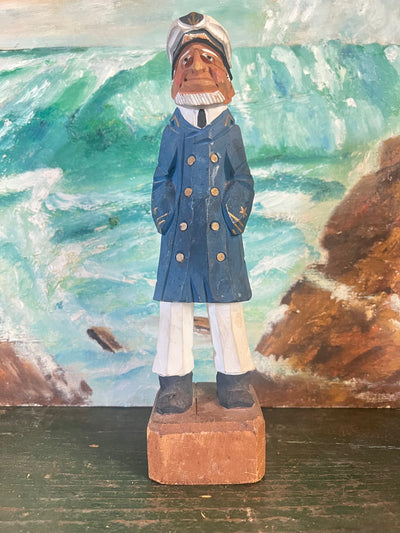 Vintage Wooden Fisherman - Blue Coat