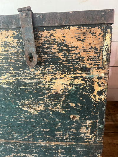 Antique Wood Chest - Metal Trim
