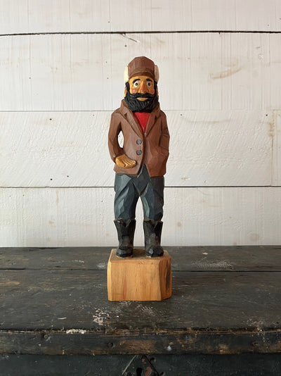Vintage Wooden Fisherman - Brown Coat